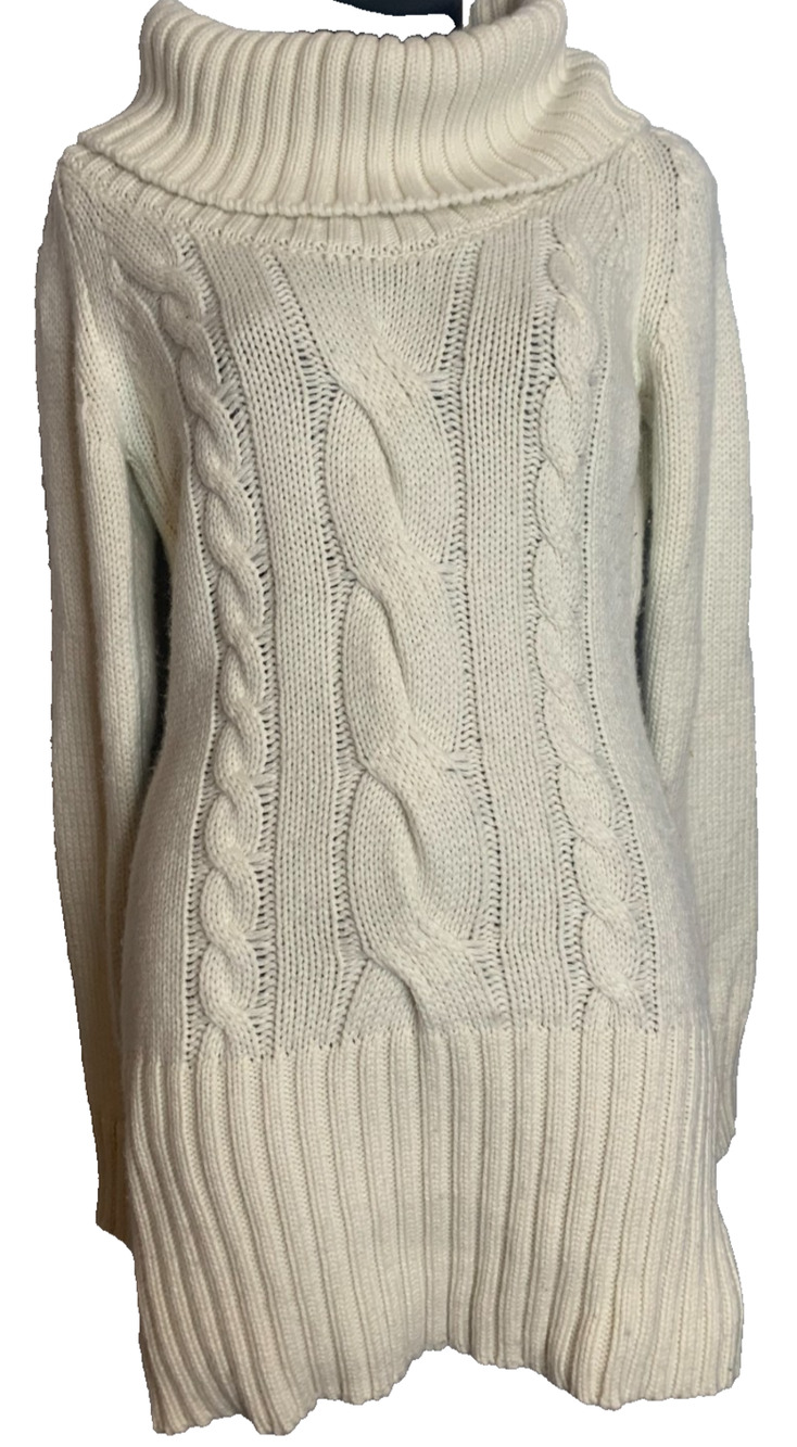 Rovente Cable Knit Turtleneck Sweater Cream/Ivory Women's Medium